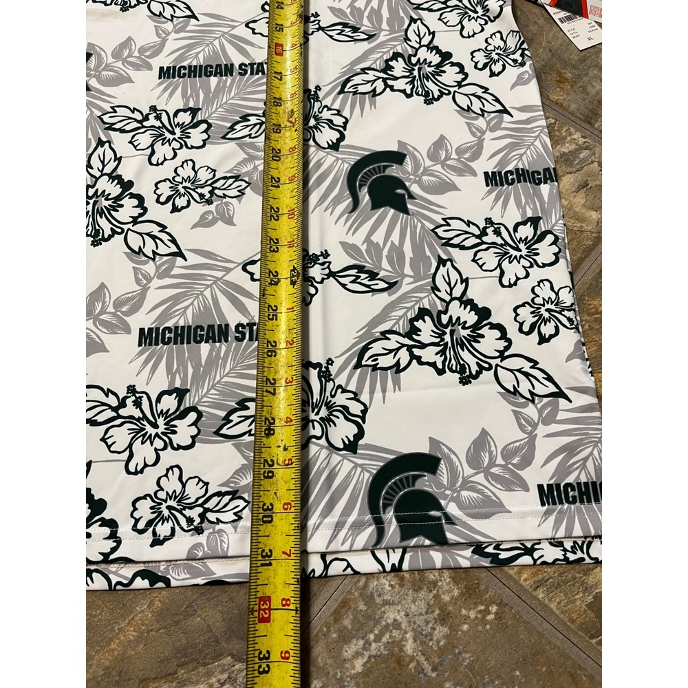 Reyn Spooner Polo Mens XL White New Michigan State Spartans Floral Shirt FLAWS - Picture 8 of 8